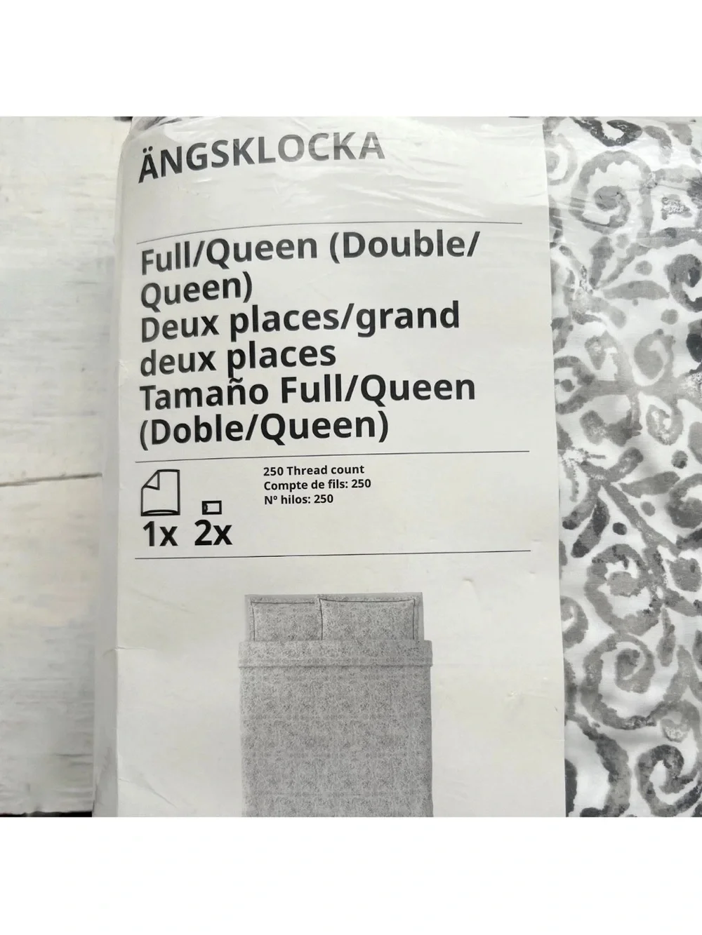 IKEA Black and White Floral Duvet Cover with Blush Accents
